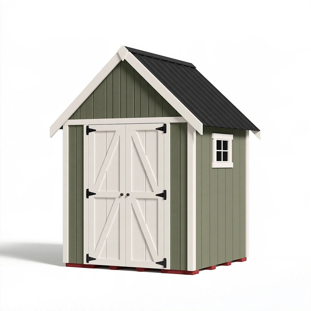 Gartenhaus 180 x 120 x 220 cm aus Holz in Grün Weiß mit Satteldach und Doppeltür