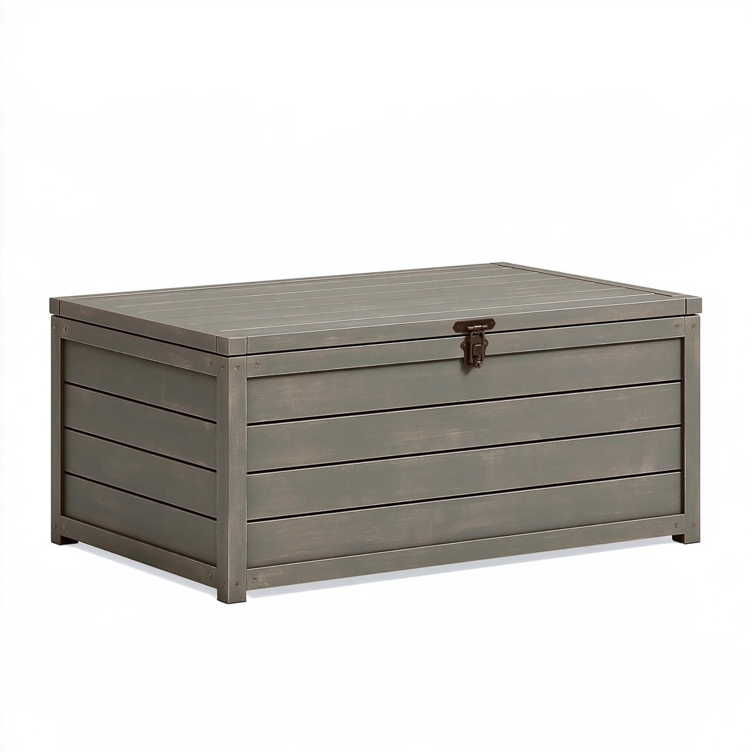 Garten-Aufbewahrungsbox 120 x 60 x 65 cm aus Metall Grau mit Klappdeckel