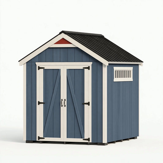 Gartenhaus 180 x 120 x 190 cm aus Holz in Blau Weiß mit Doppeltür