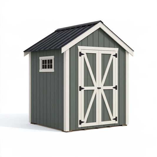 Gartenhaus 180 x 120 x 210 cm Holz Anthrazit Weiß mit Satteldach und Doppeltür