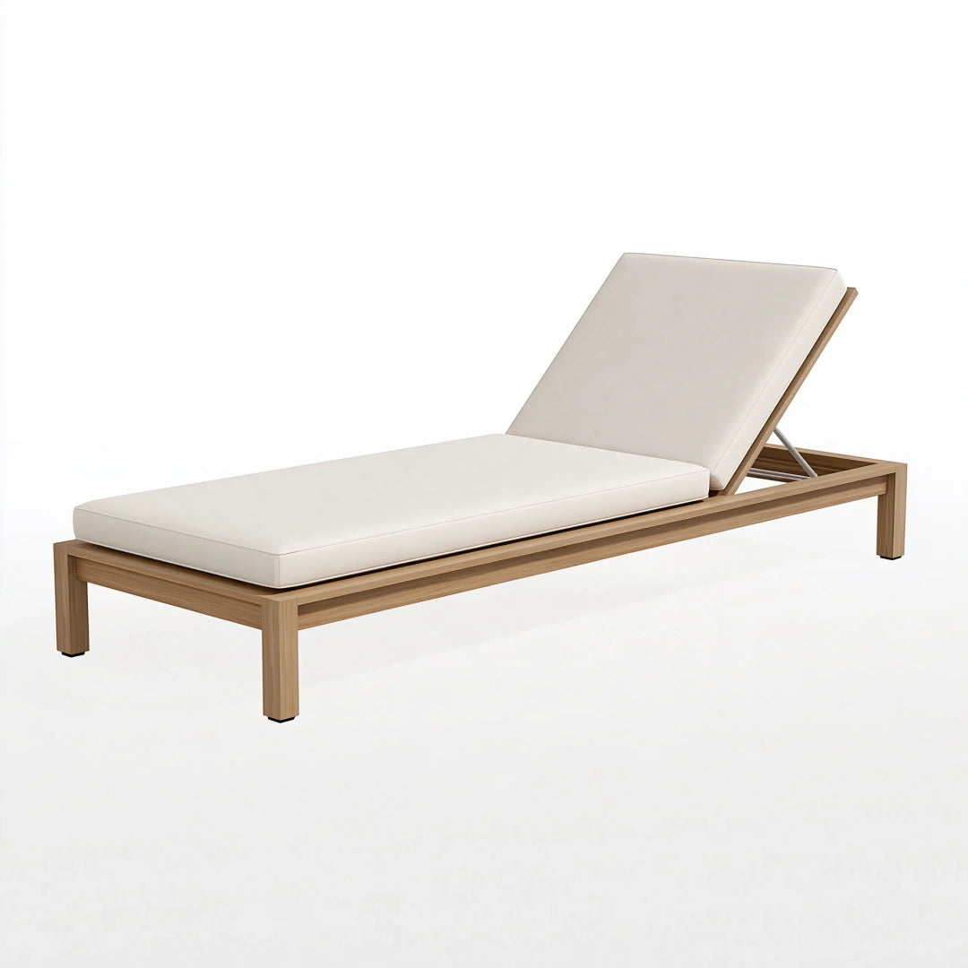 Gartenliege 200 x 70 cm Holz Creme verstellbare Rückenlehne