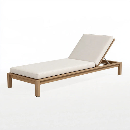 Gartenliege 200 x 70 cm Holz Creme verstellbare Rückenlehne