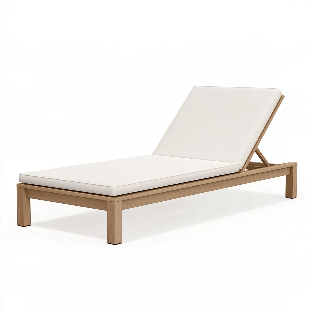 Gartenliege 200 x 70 cm Holz Beige mit verstellbarer Rückenlehne